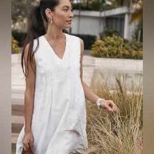 J.Jill 100% Linen Pintucked Dress Size S Black NWT